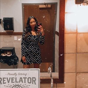 Heart print mock wrap dress